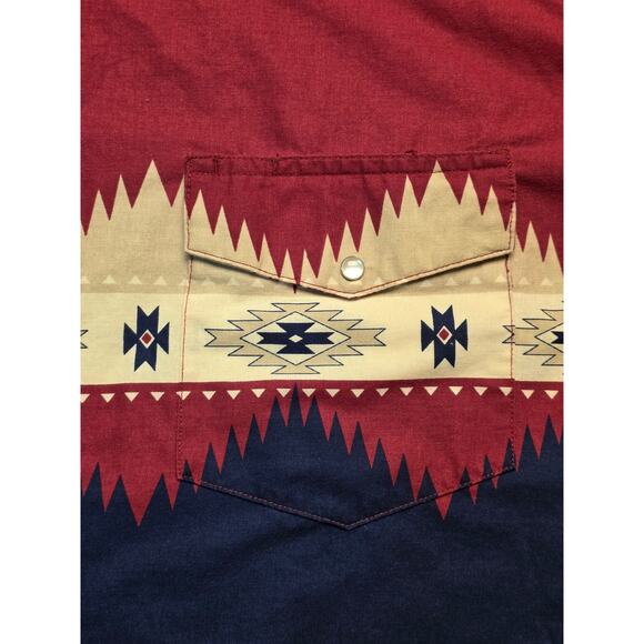 Rustler Mens Large Shirt Aztec Tribal Pearl Snap Colorblock Southwestern - Picture 5 of 6